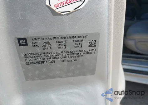 2016 Chevrolet Impala Limited Lt from USA, damaged, VIN 2G1WB5E37G1179309